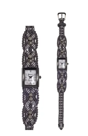104G - Wide with Art Deco Silver Tank Style Watch
