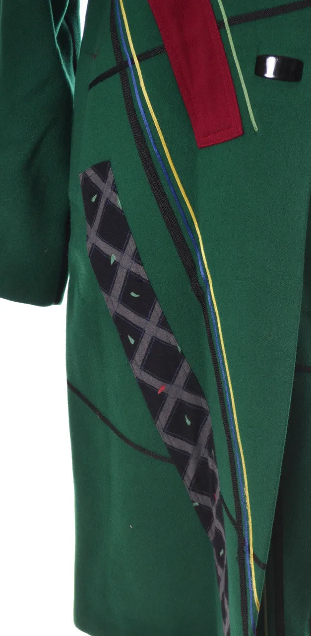 1980's Koos Van Den Akker Green Designer Vintage Coat