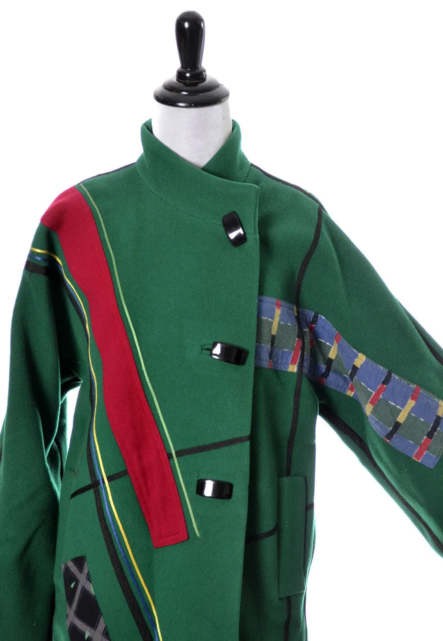 1980's Koos Van Den Akker Green Designer Vintage Coat