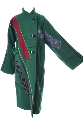 1980's Koos Van Den Akker Green Designer Vintage Coat