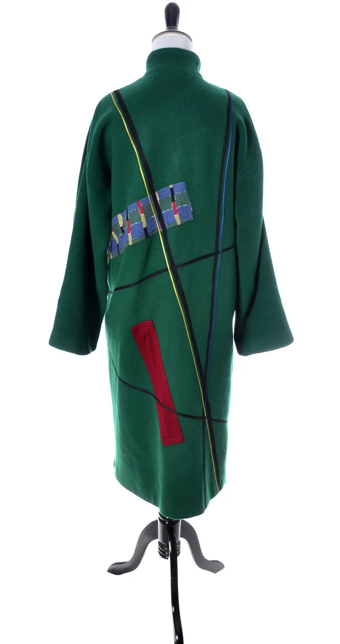 1980's Koos Van Den Akker Green Designer Vintage Coat