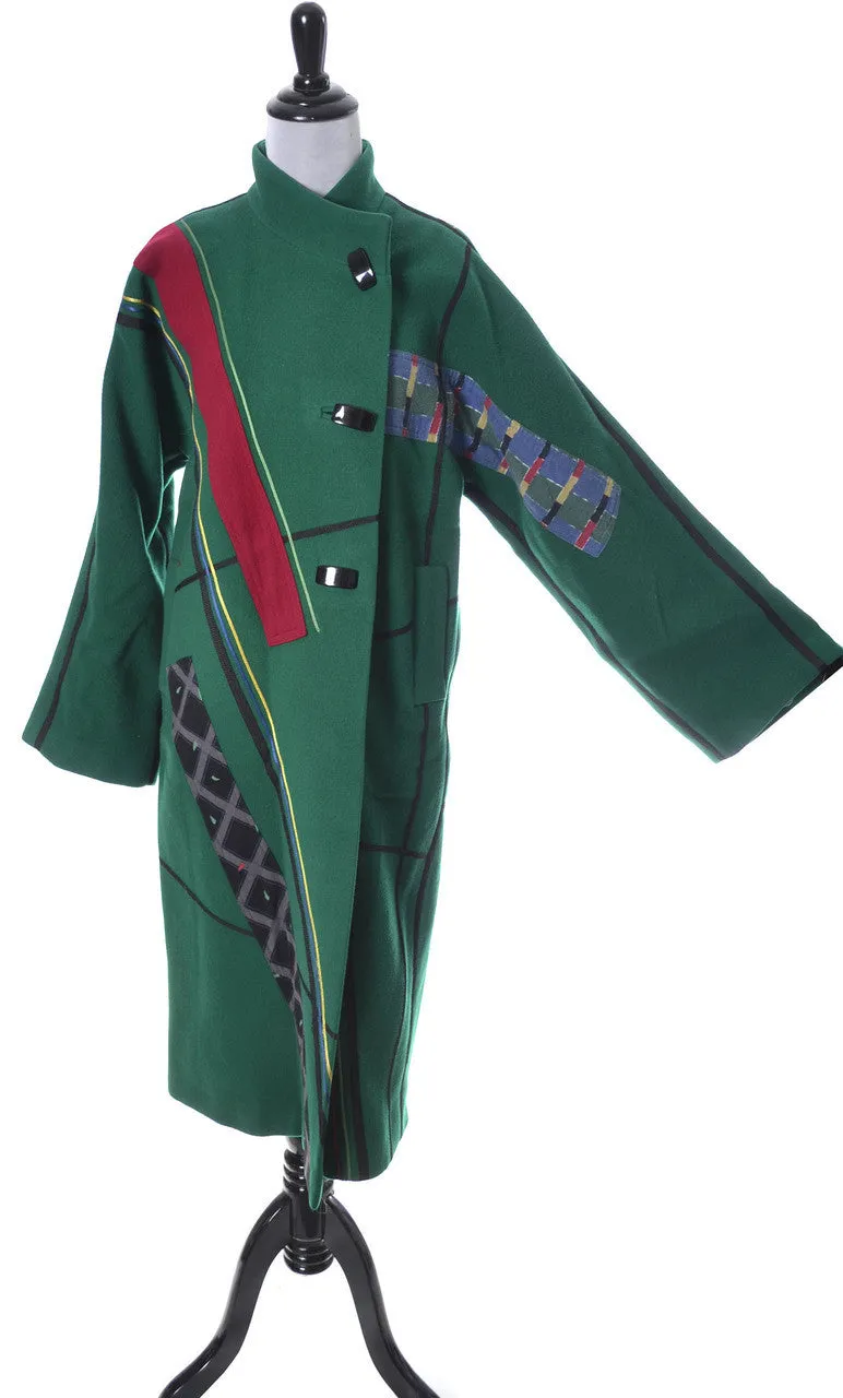 1980's Koos Van Den Akker Green Designer Vintage Coat