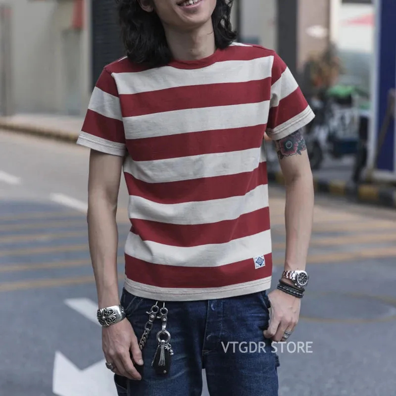 2 Inch Wide Stripes Heavyweight Men's Tee Shirts - Prison Style