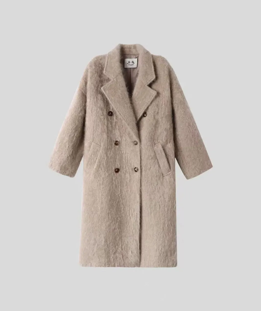 2024 fall and winter new simple high luxury cashmere long pull down coat