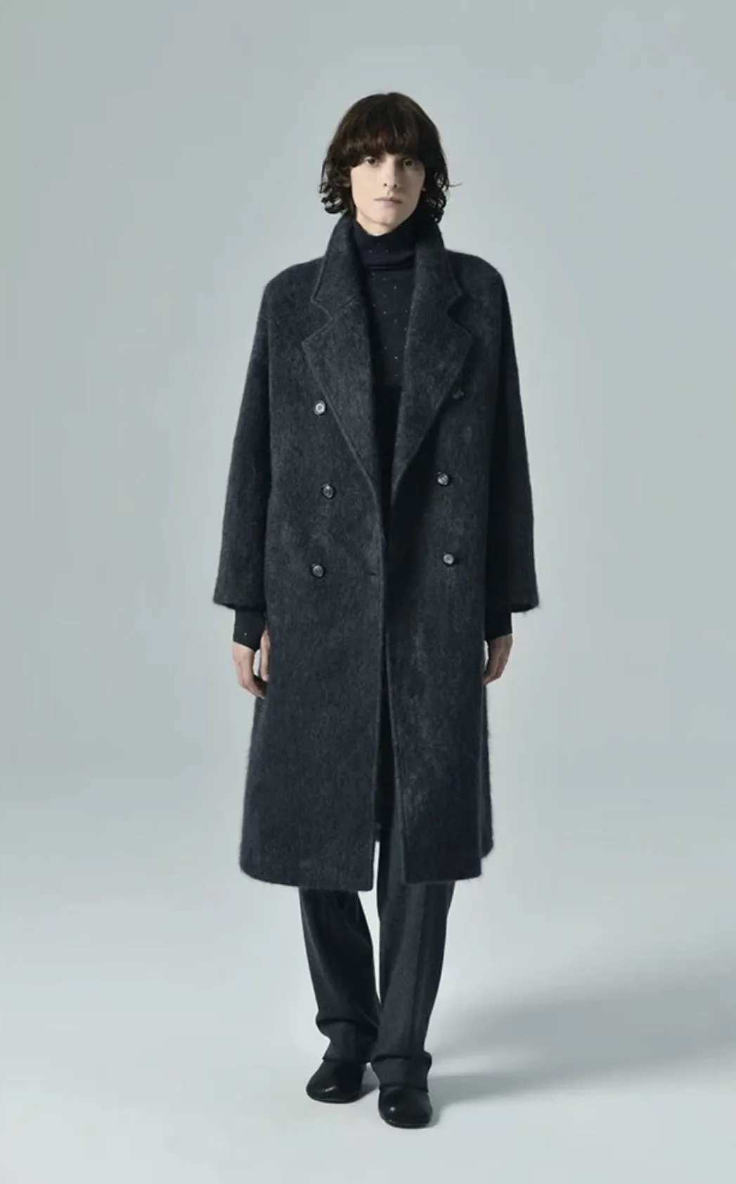 2024 fall and winter new simple high luxury cashmere long pull down coat