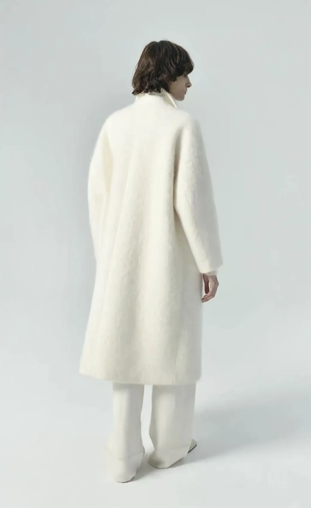 2024 fall and winter new simple high luxury cashmere long pull down coat