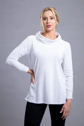 28" Geo-Textured Cowl Neck Tunic