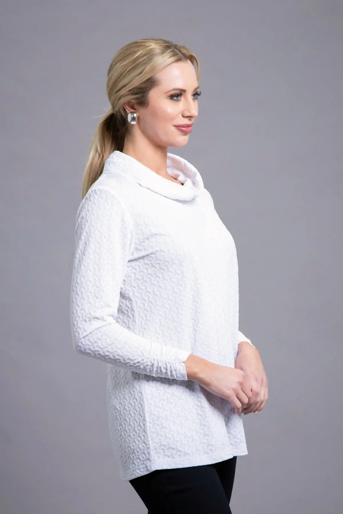 28" Geo-Textured Cowl Neck Tunic