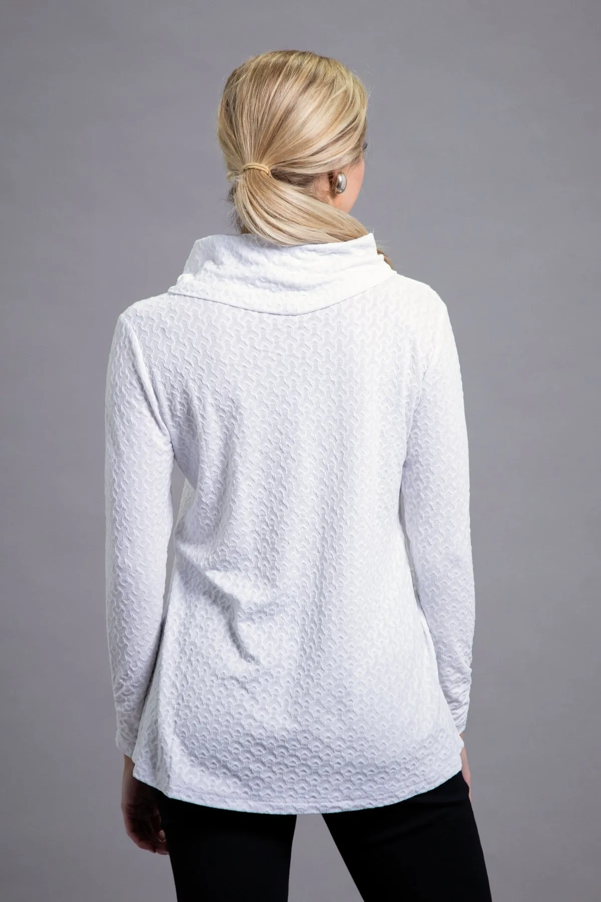 28" Geo-Textured Cowl Neck Tunic