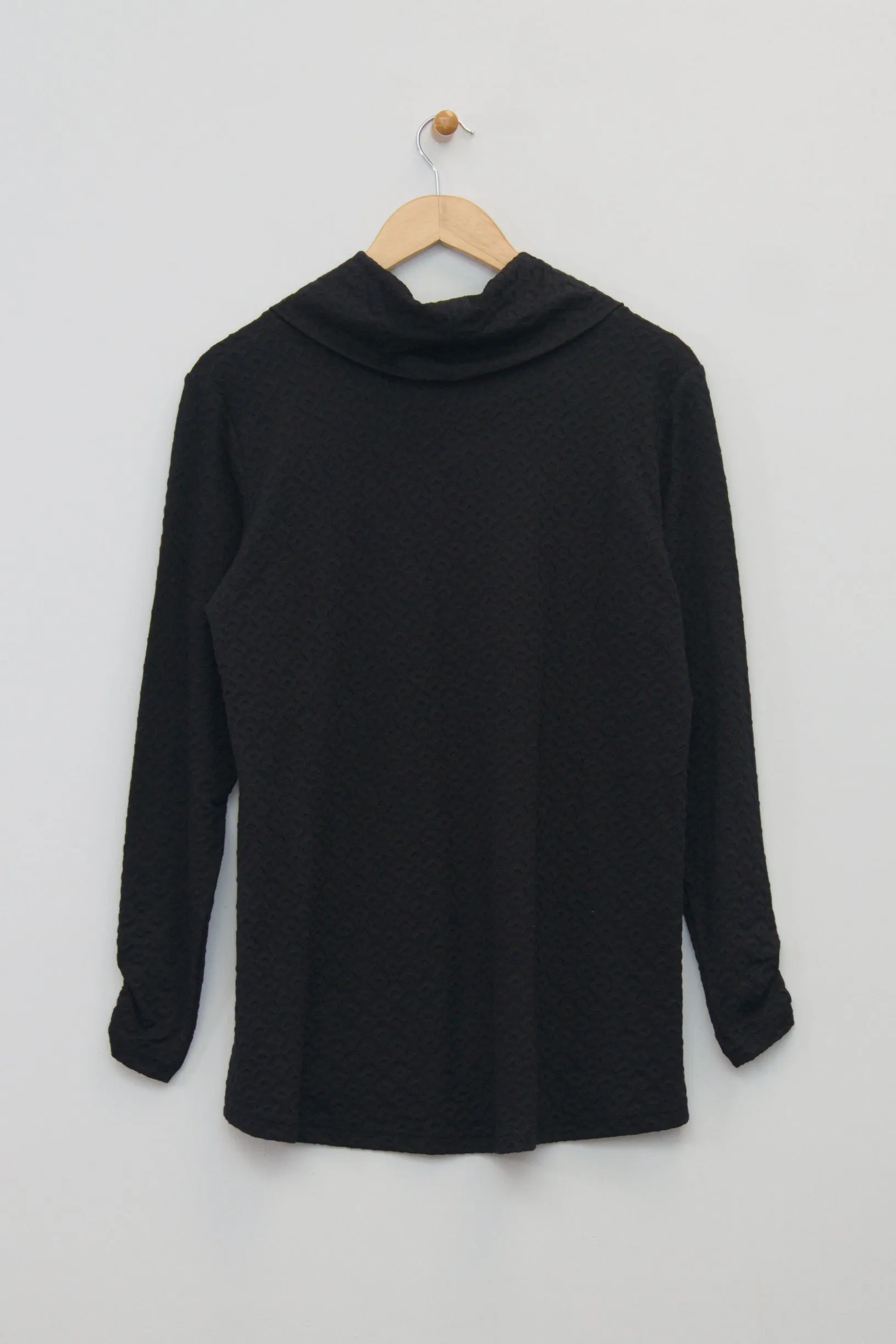 28" Geo-Textured Cowl Neck Tunic