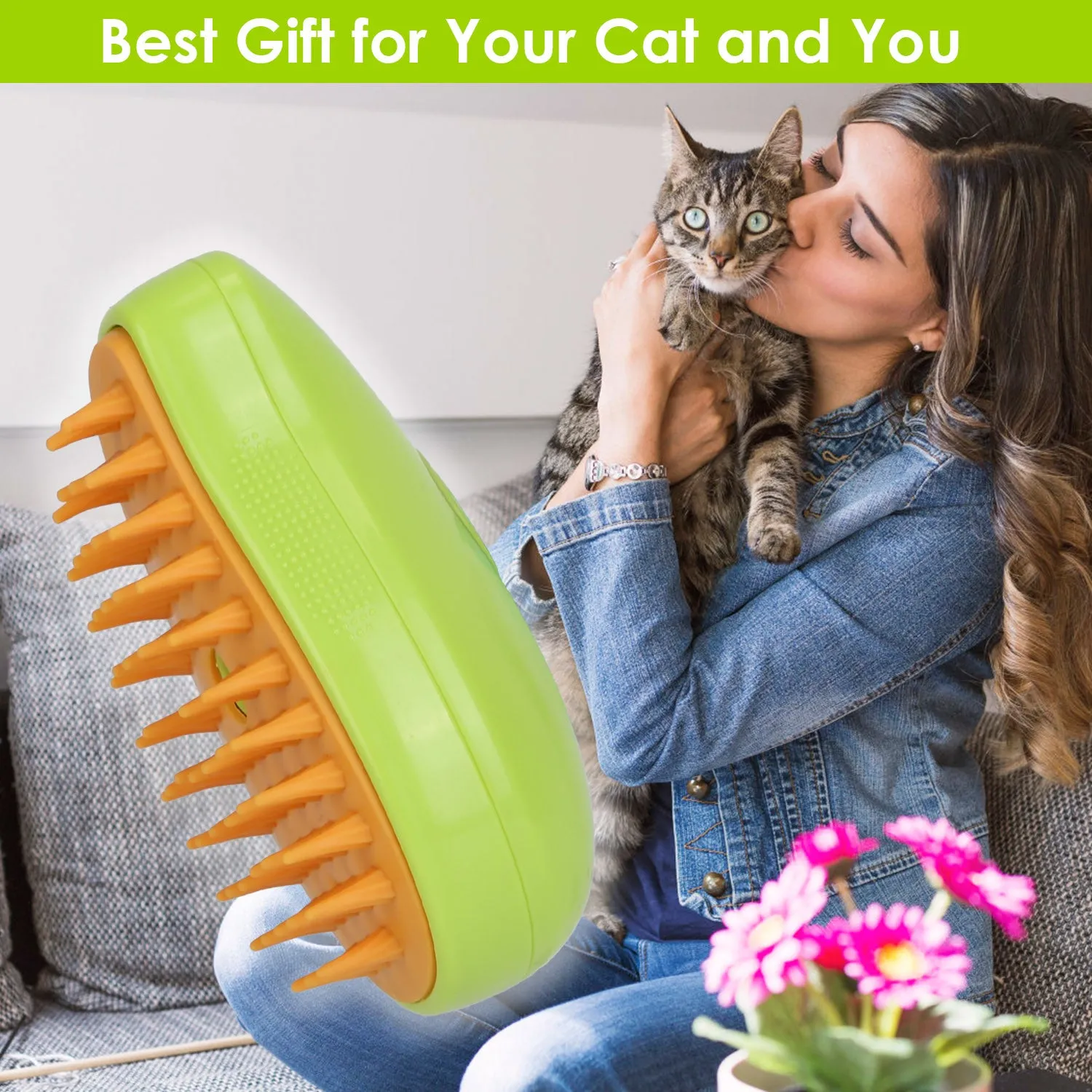 3 In 1 Grooming Steam Cleaning Brush for Cats and Dogs - USB Rechargeable