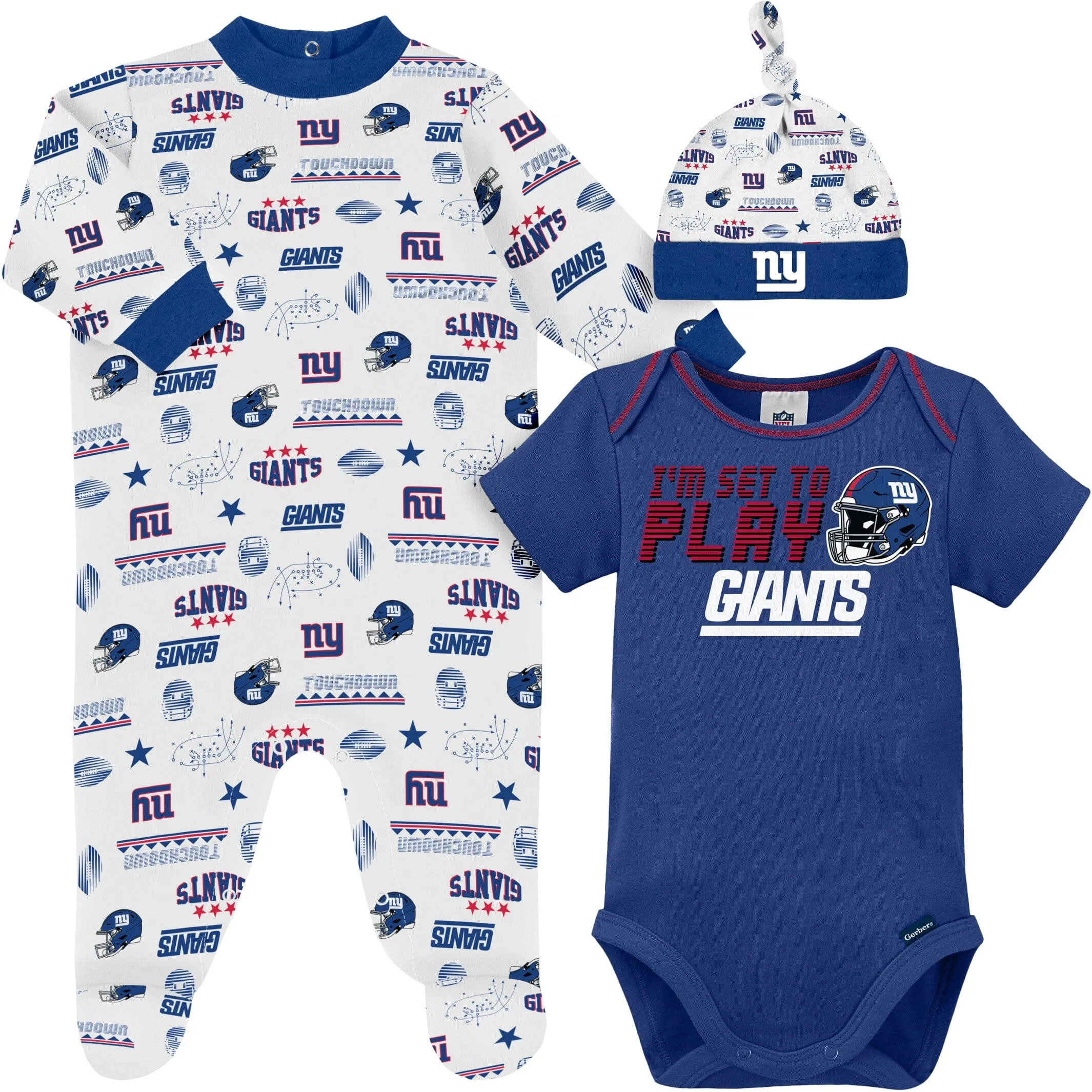 3-Piece Baby Boys New York Giants Bodysuit, Sleep 'N Play & Cap Set