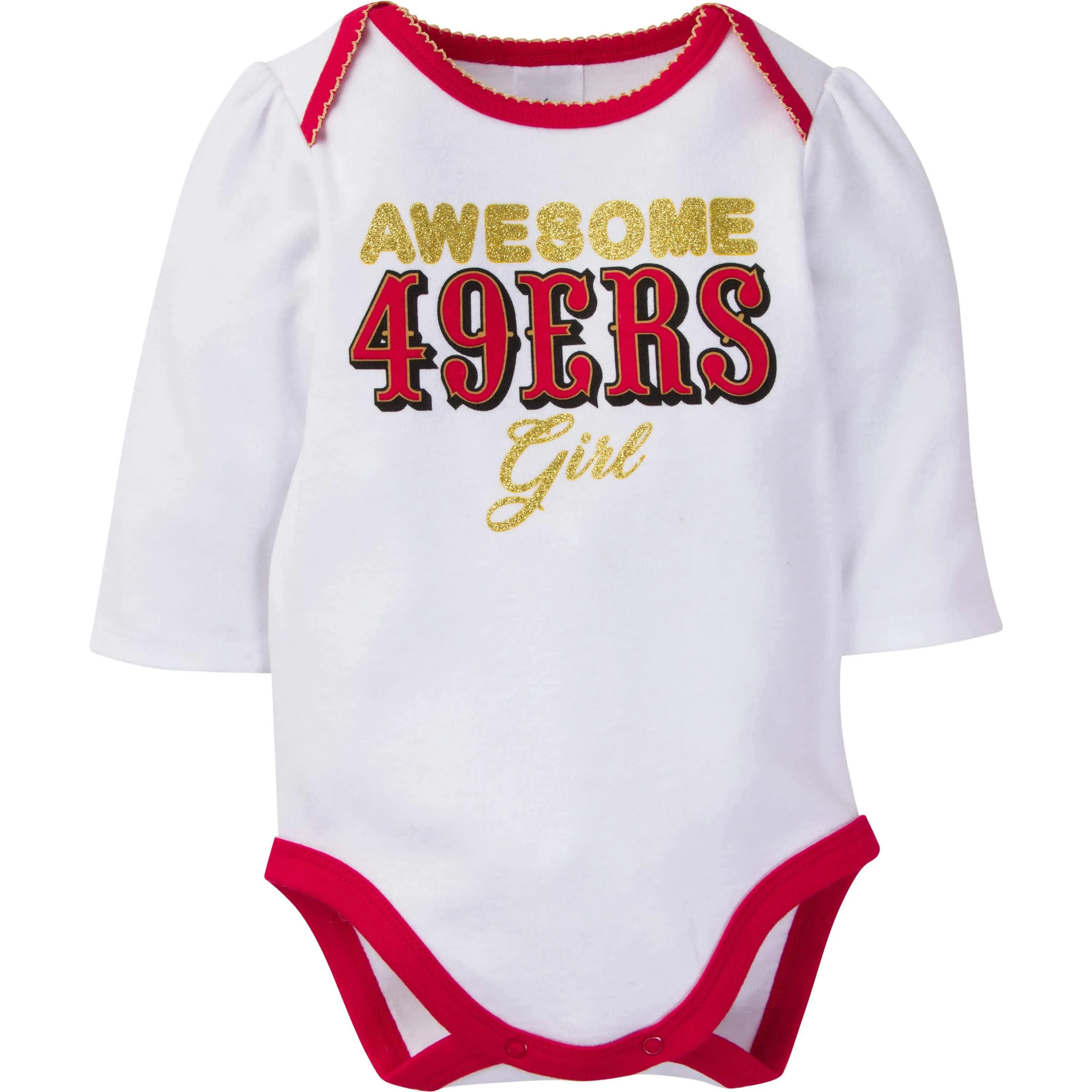 3-Piece Baby Girls 49ers  Bodysuit, Footed Pant, & Cap Set