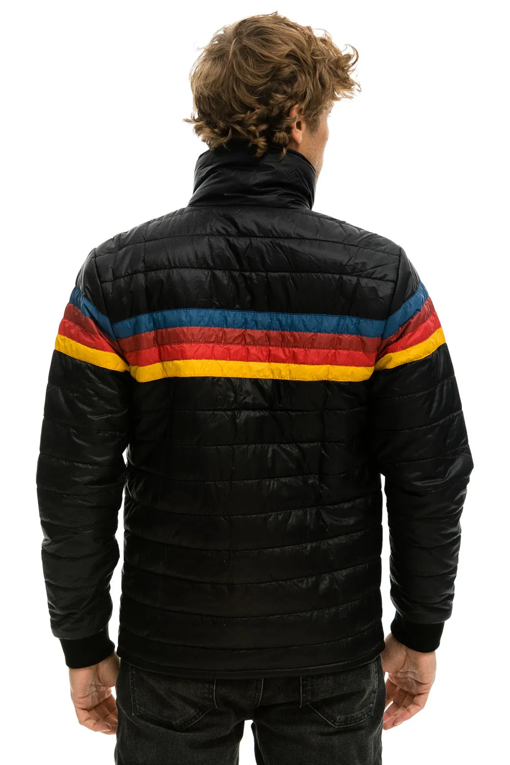 4 STRIPE RAINBOW SLEEVE JACKET  -  BLACK