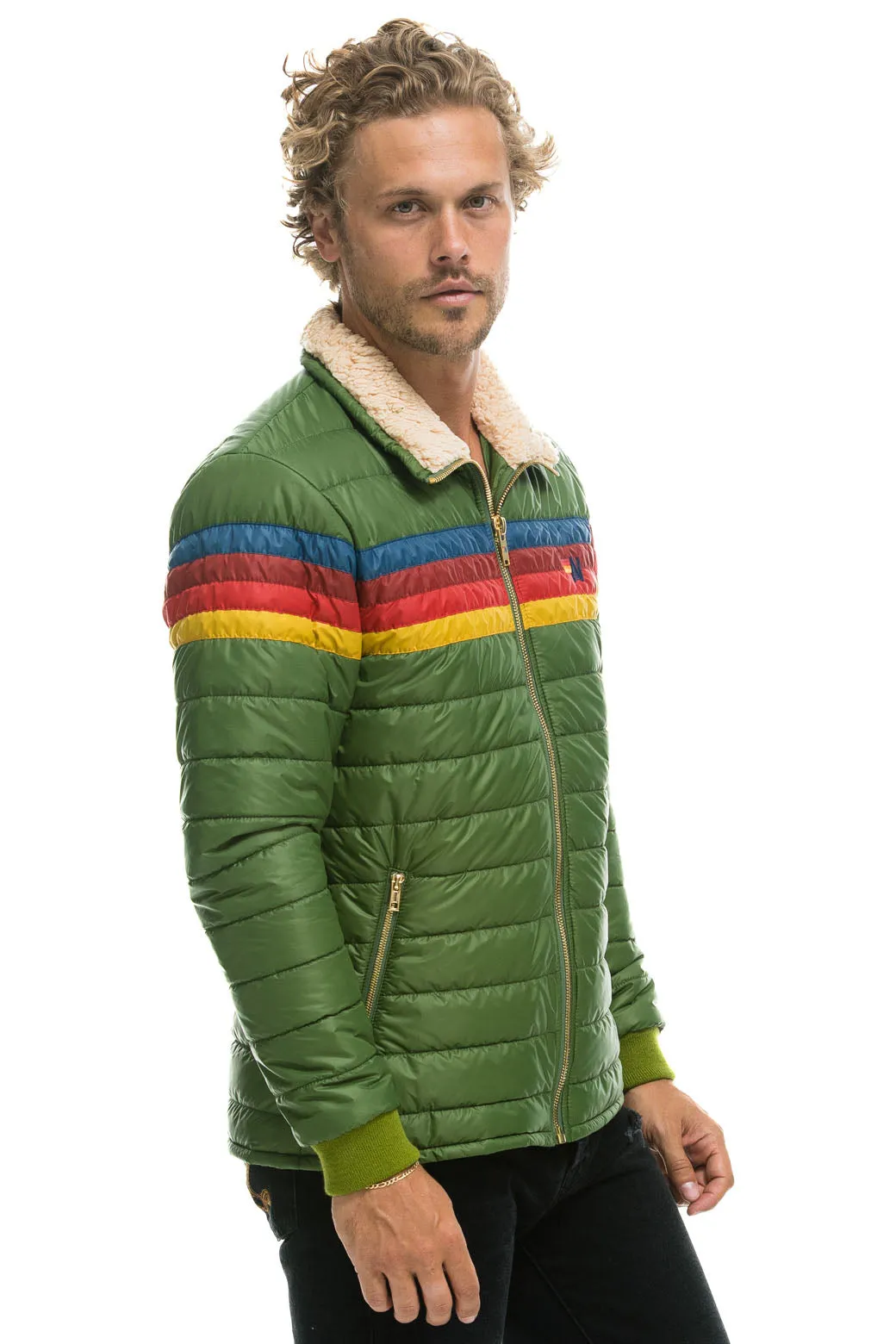 4 STRIPE RAINBOW SLEEVE JACKET  -  GARDEN GREEN