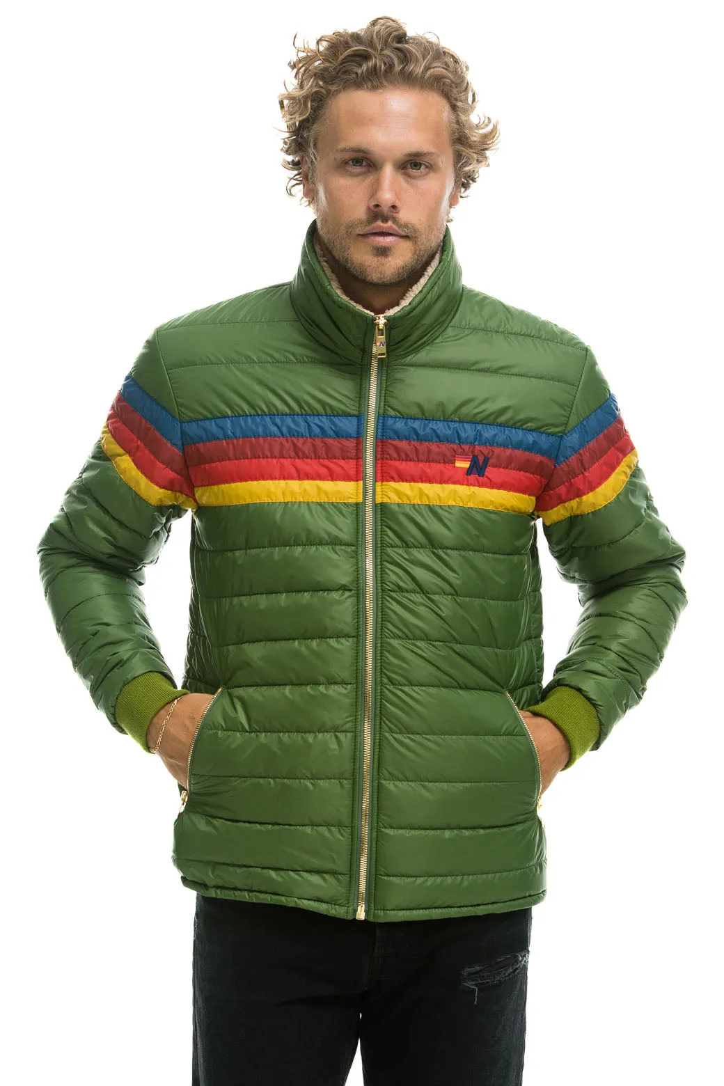 4 STRIPE RAINBOW SLEEVE JACKET  -  GARDEN GREEN