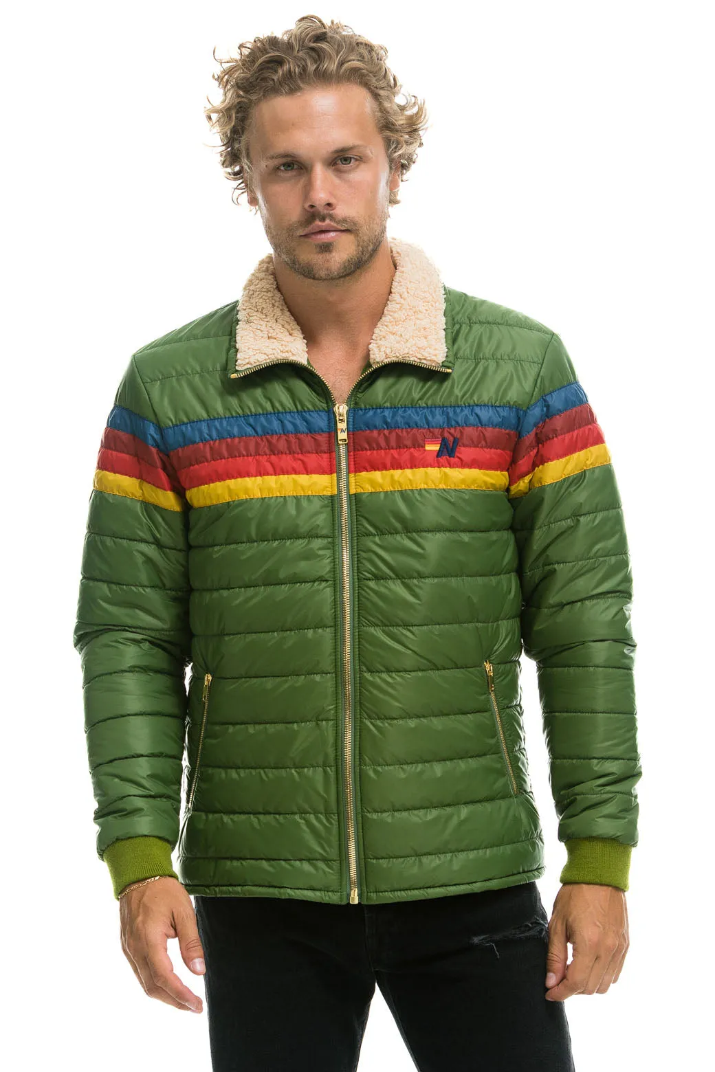 4 STRIPE RAINBOW SLEEVE JACKET  -  GARDEN GREEN