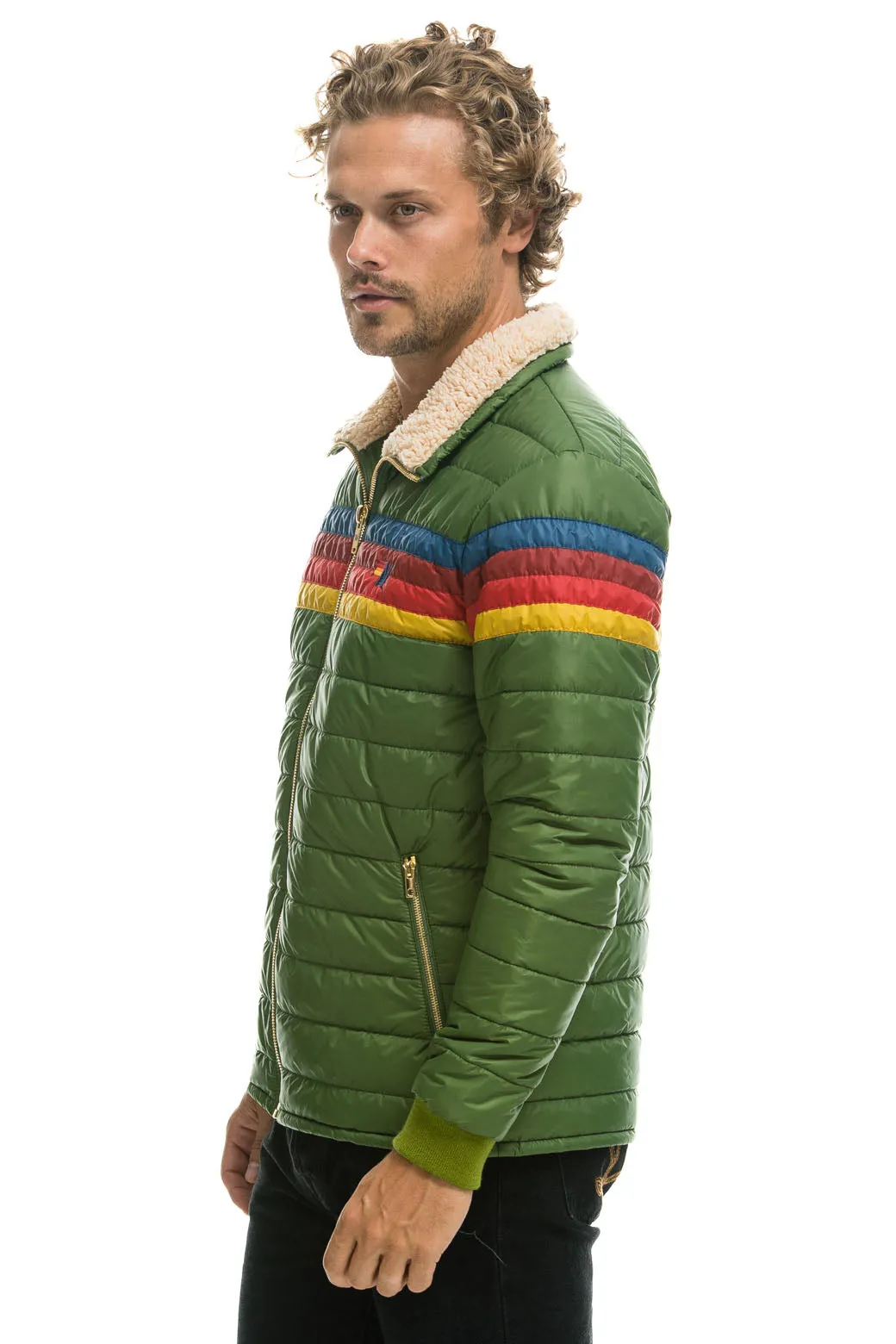 4 STRIPE RAINBOW SLEEVE JACKET  -  GARDEN GREEN