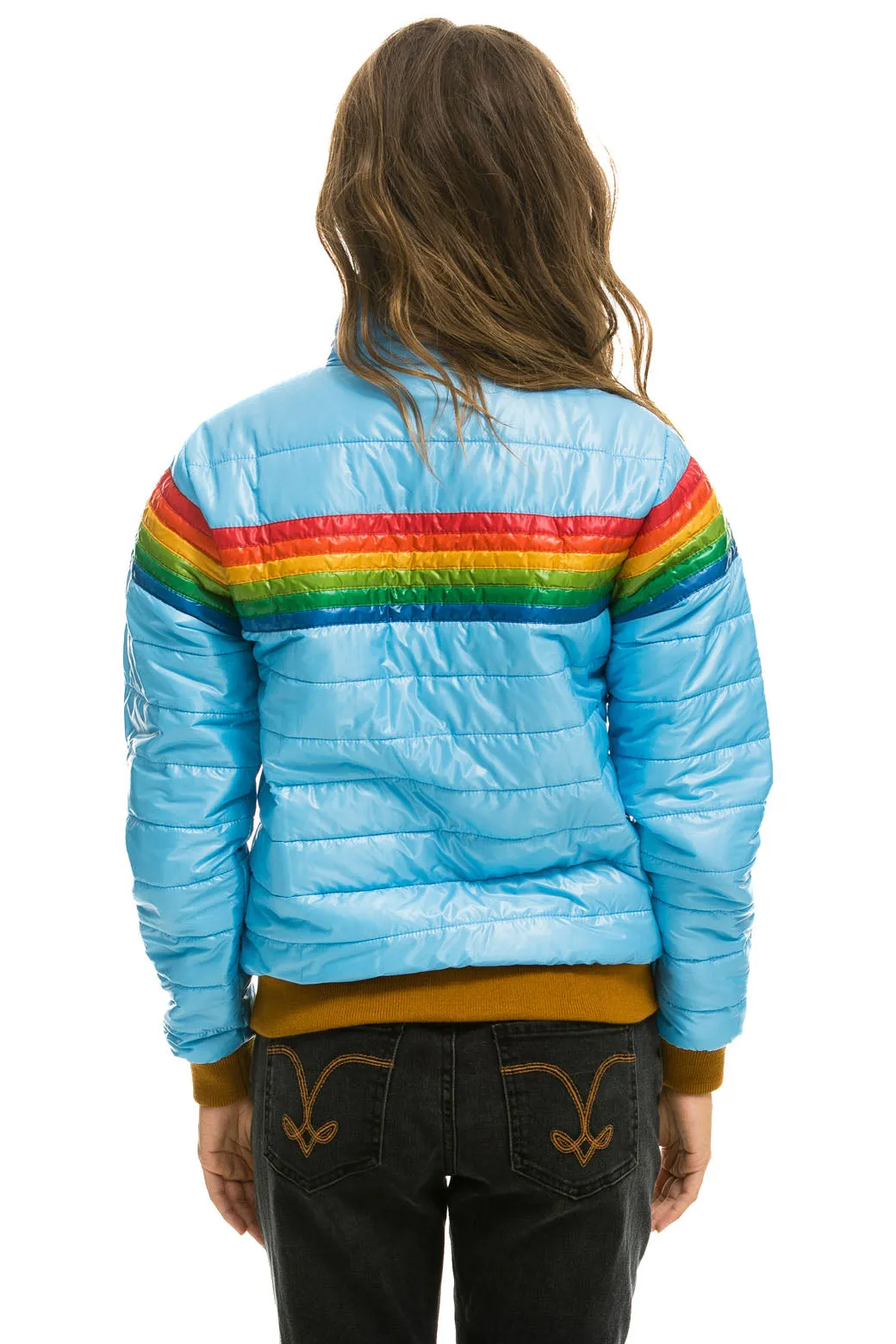6 STRIPE RAINBOW SLEEVE JACKET -  GLOSSY SKY