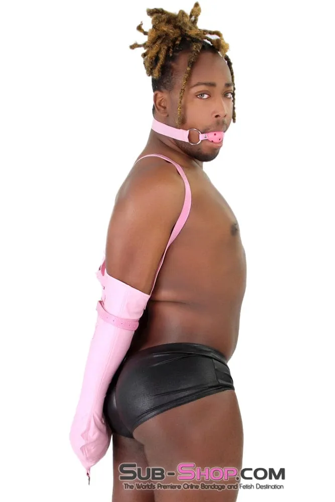 7922DL-SIS      Pink Sissy Satin Lined Princess Dominant Female Pink Armbinder