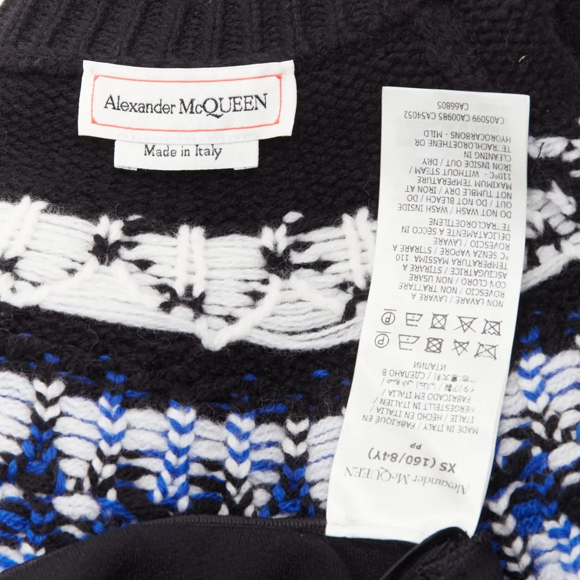 ALEXANDER MCQUEEN 2022 100%wool blue black fairisle long sleeve sweater dress XS