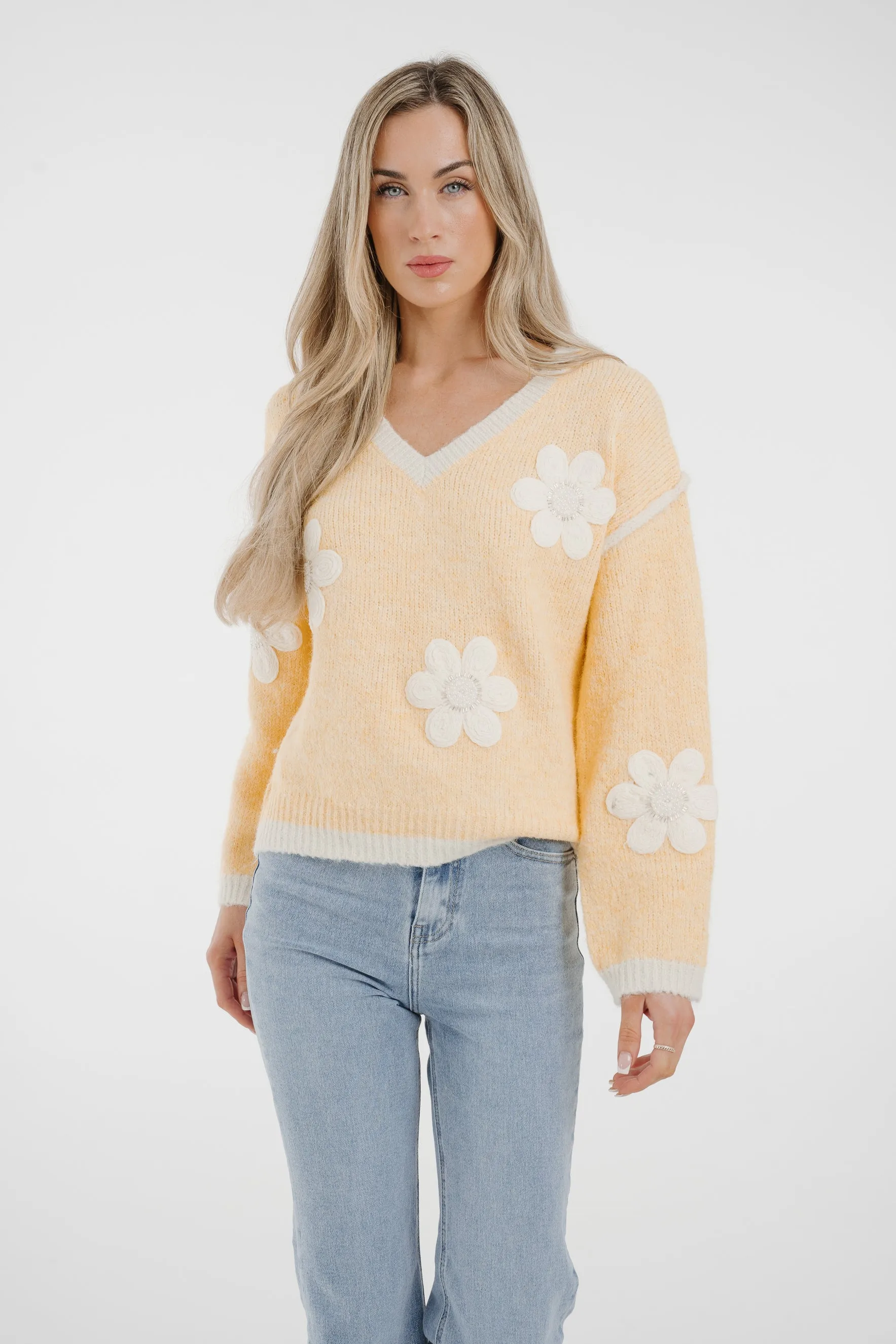 Ally Floral Jumper In Lemon