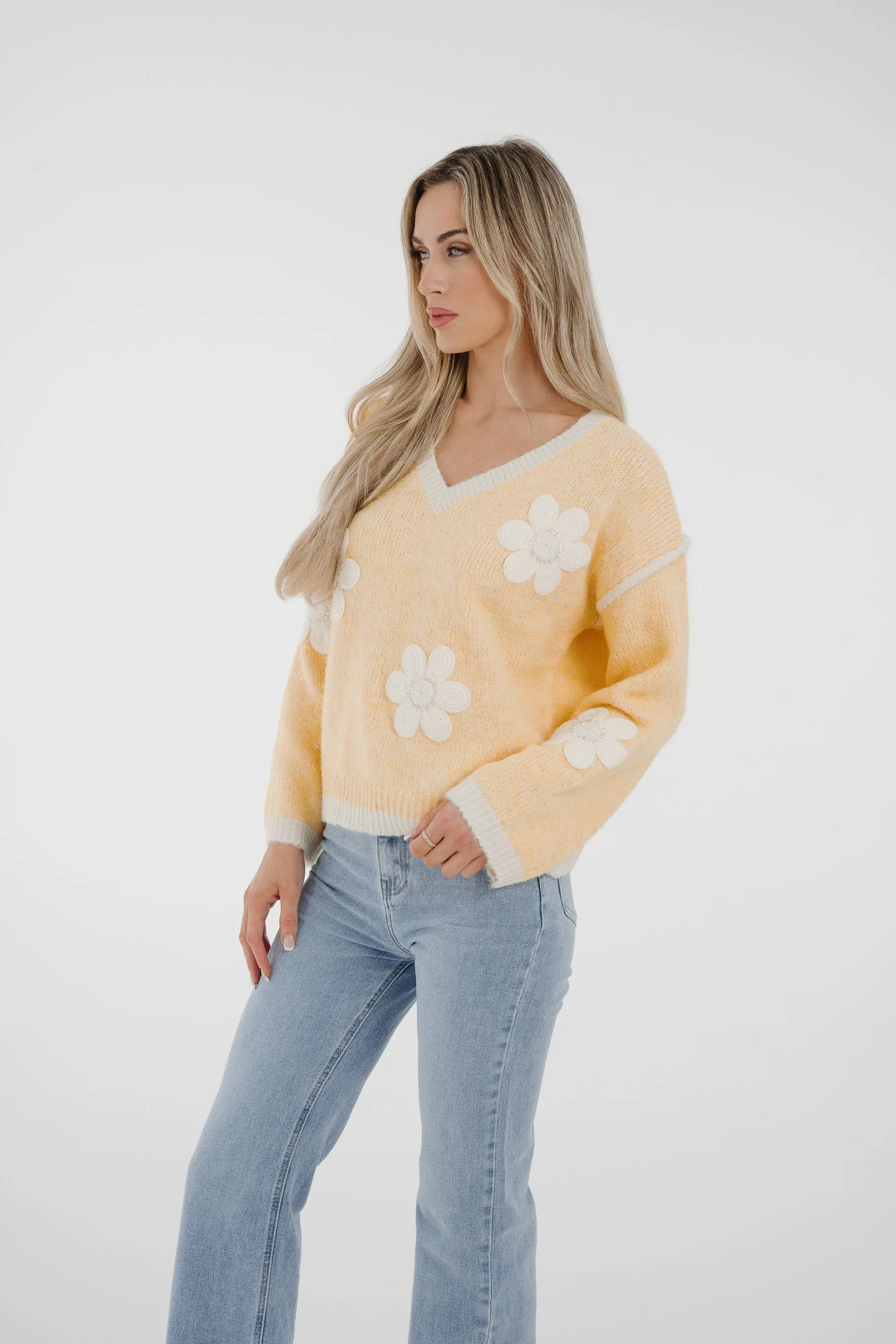 Ally Floral Jumper In Lemon