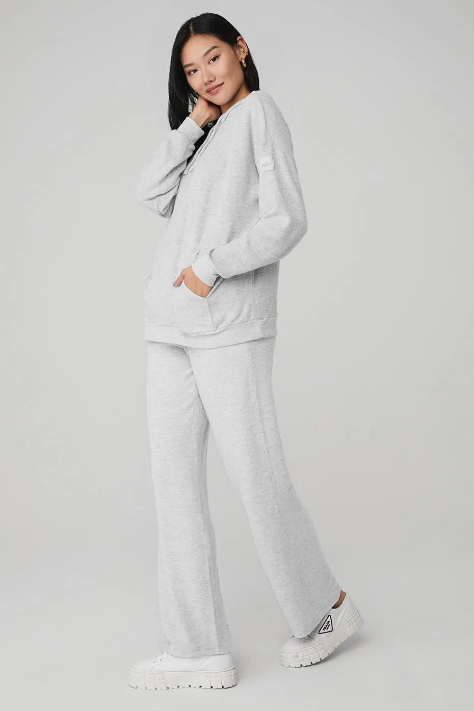 Alolux Cozy Hoodie & Alolux High-Waist Soho Wide Leg Pant