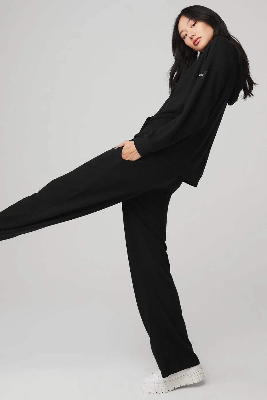 Alolux Cozy Hoodie & Alolux High-Waist Soho Wide Leg Pant