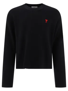 AMI PARIS Organic Cotton and Wool Men's Sweater in Classic Black - AMI OF COEUR 2024