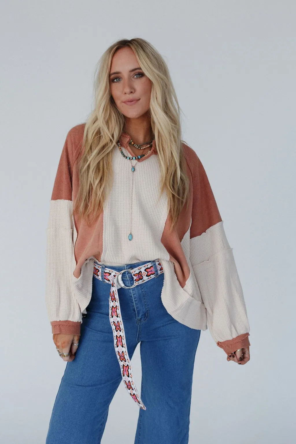 Ashley Color Block Top - Orange