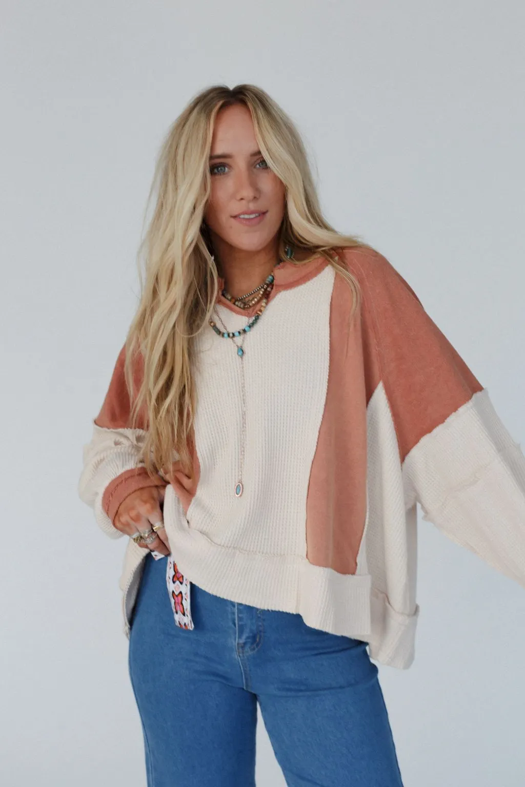Ashley Color Block Top - Orange