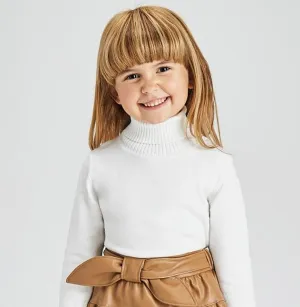 AW21 Mayoral Girls White Roll Neck Knitted Jumper 313