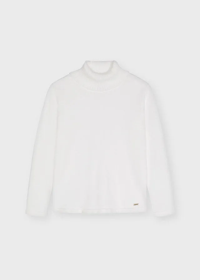 AW21 Mayoral Girls White Roll Neck Knitted Jumper 313