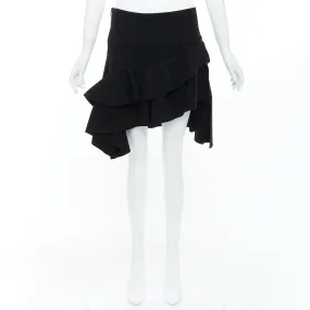 BALENCIAGA 2012 Runway black scuba structured ruffle slit skirt FR40 L