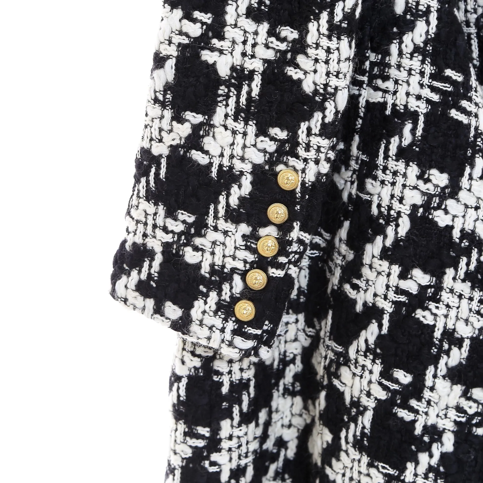 Balmain Double Breasted Houndstooth Coat