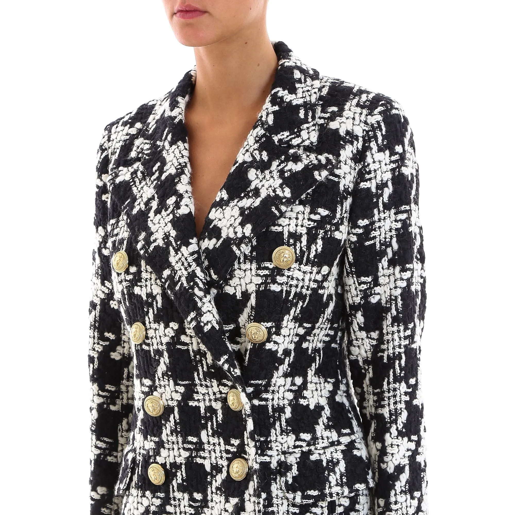 Balmain Double Breasted Houndstooth Coat