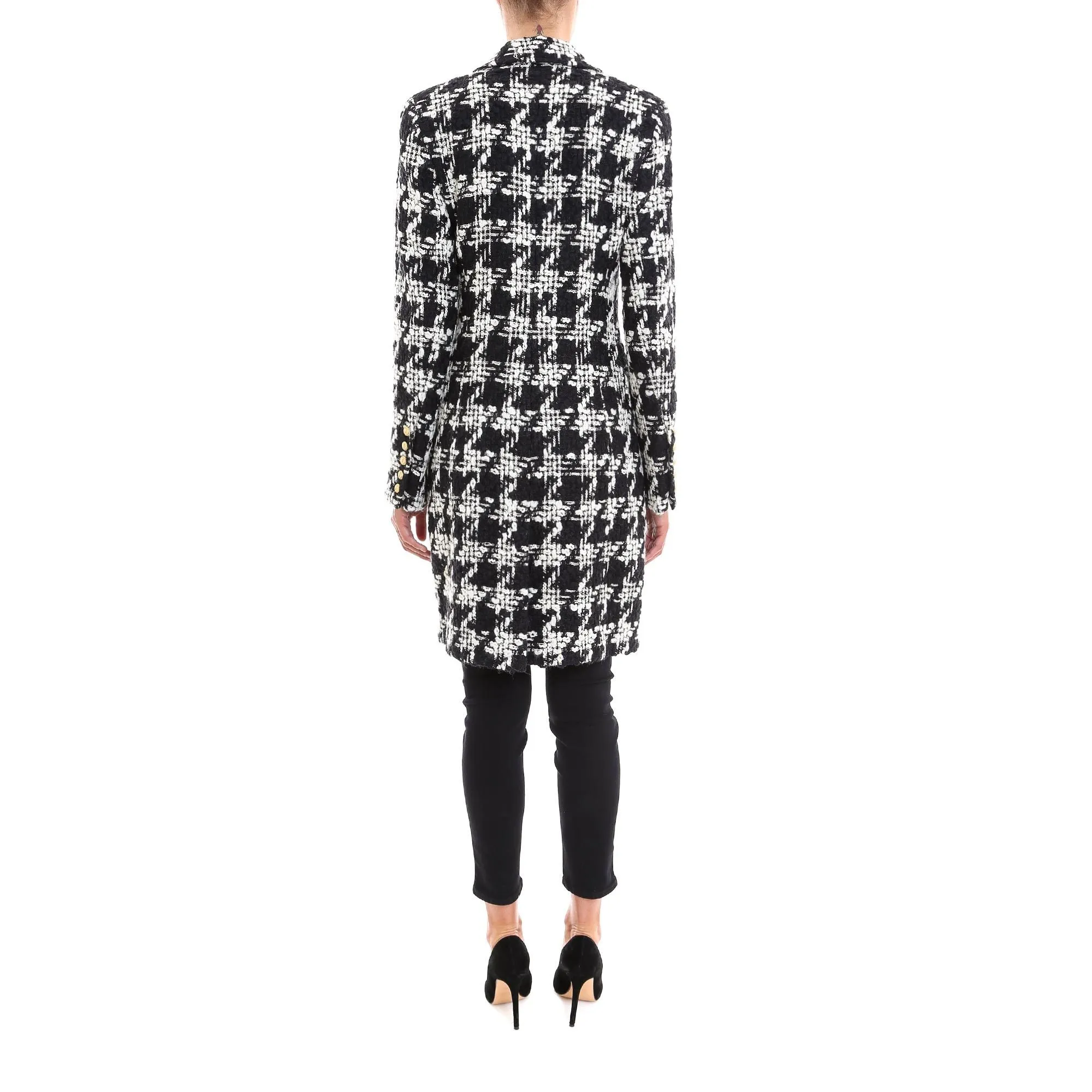 Balmain Double Breasted Houndstooth Coat