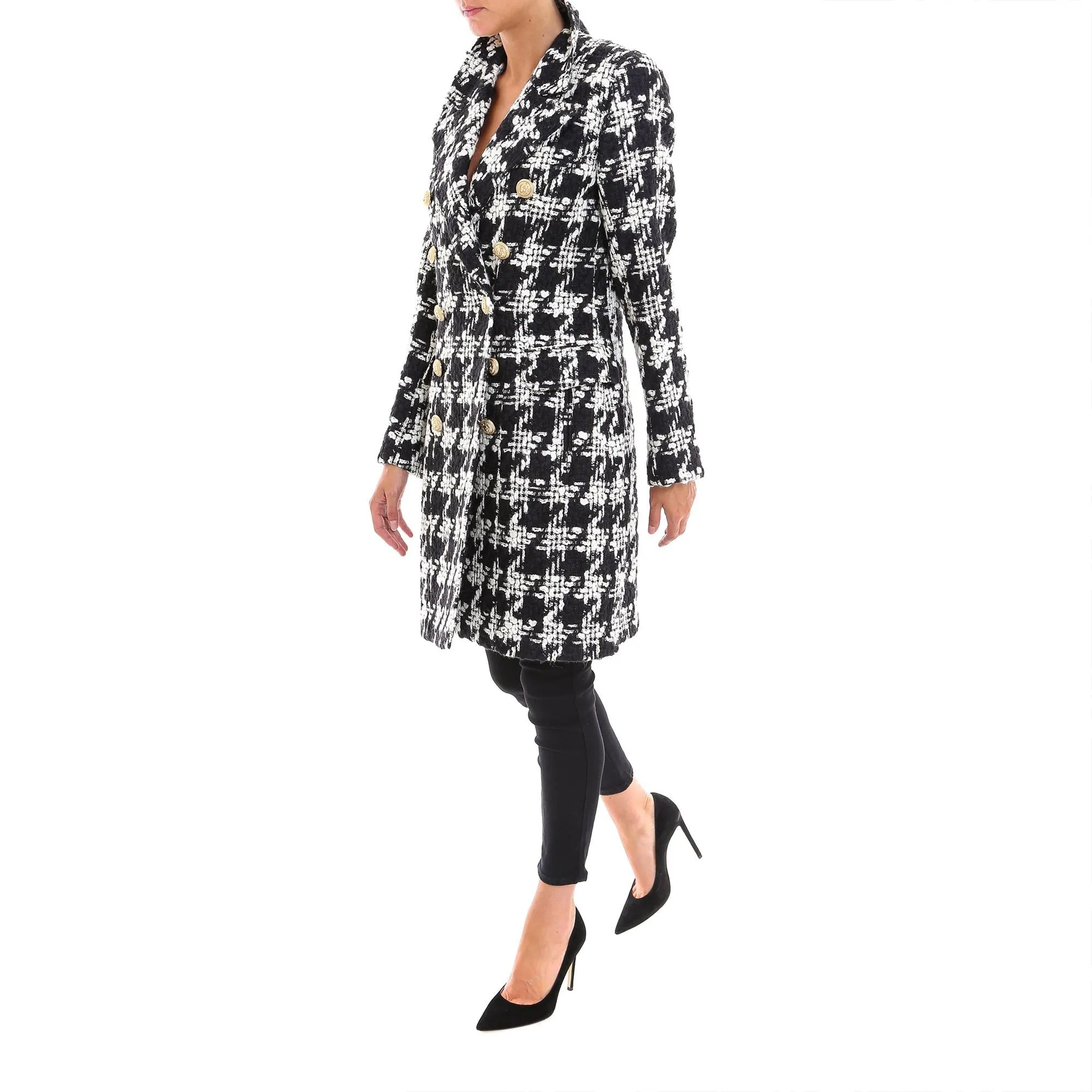 Balmain Double Breasted Houndstooth Coat