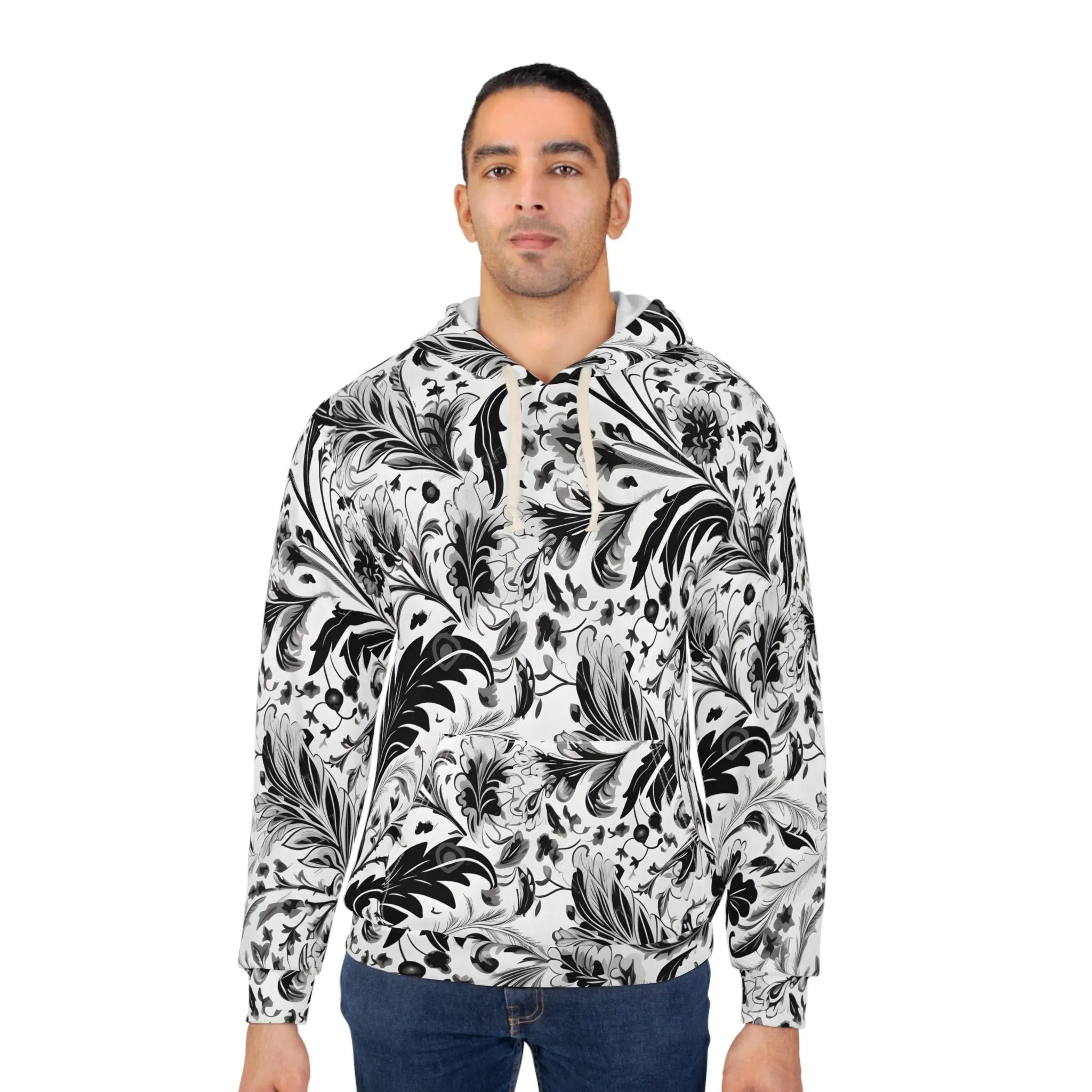 B&W Paisley Unisex Pullover Hoodie (AOP)