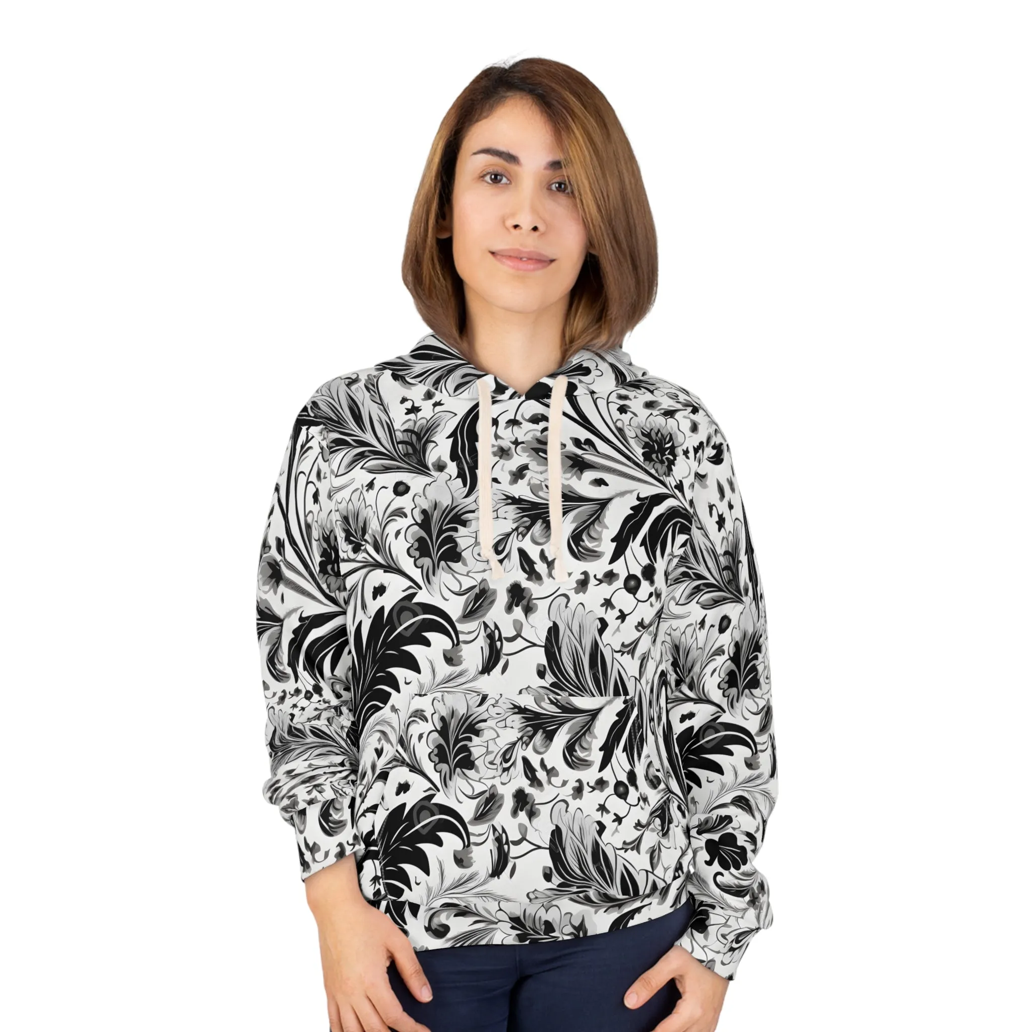 B&W Paisley Unisex Pullover Hoodie (AOP)