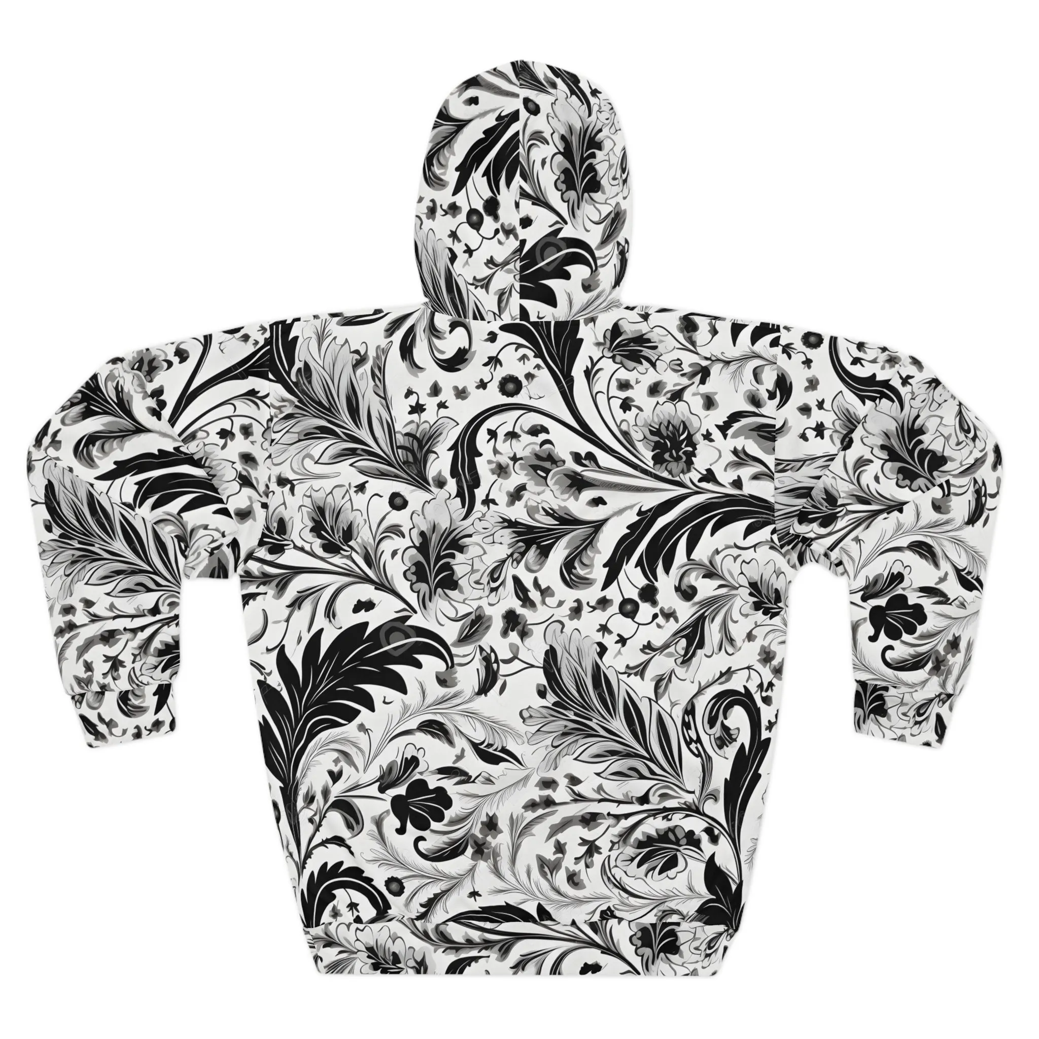 B&W Paisley Unisex Pullover Hoodie (AOP)