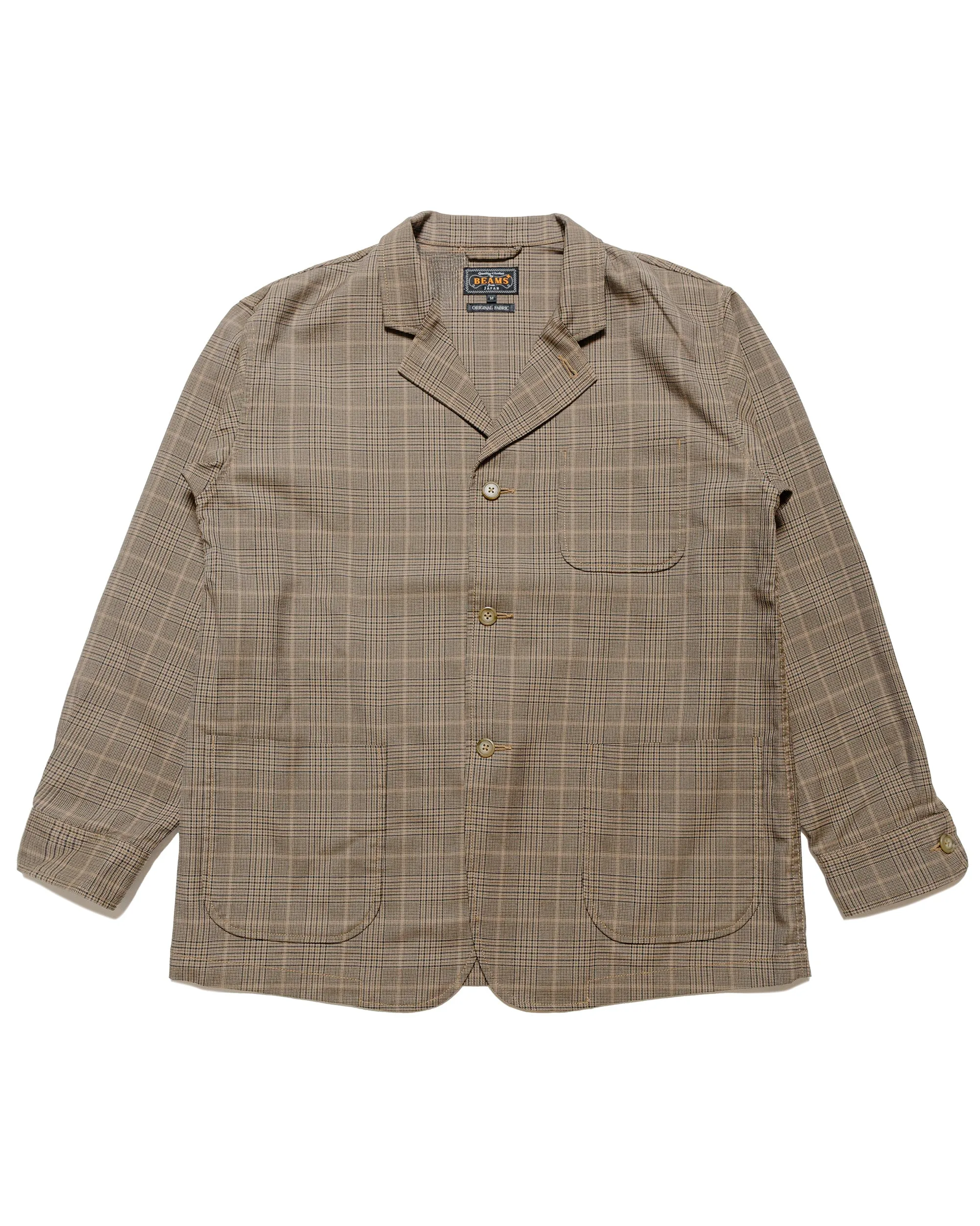 Beams Plus 4B Cuffs Jacket TW Plaid Light Brown