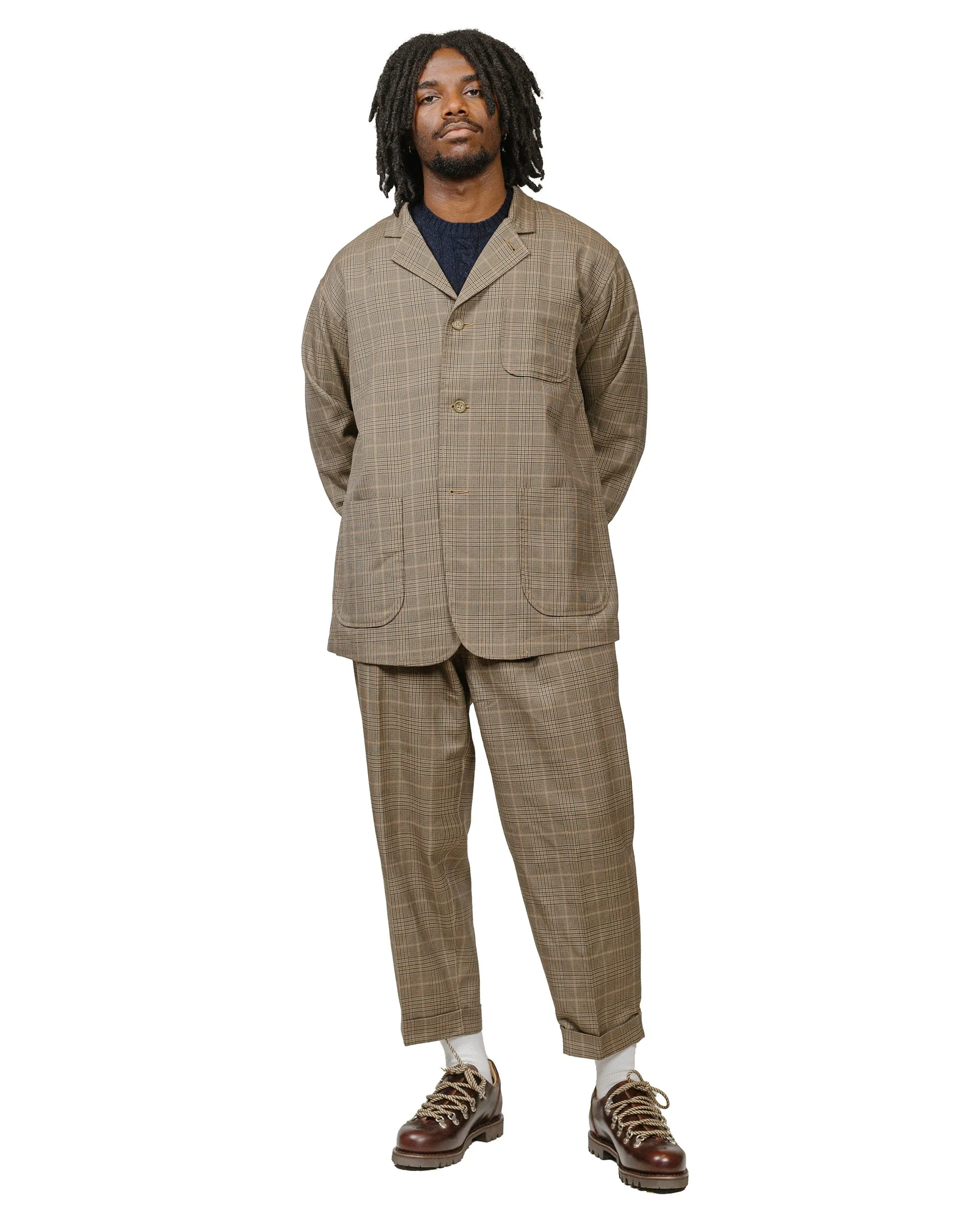 Beams Plus 4B Cuffs Jacket TW Plaid Light Brown