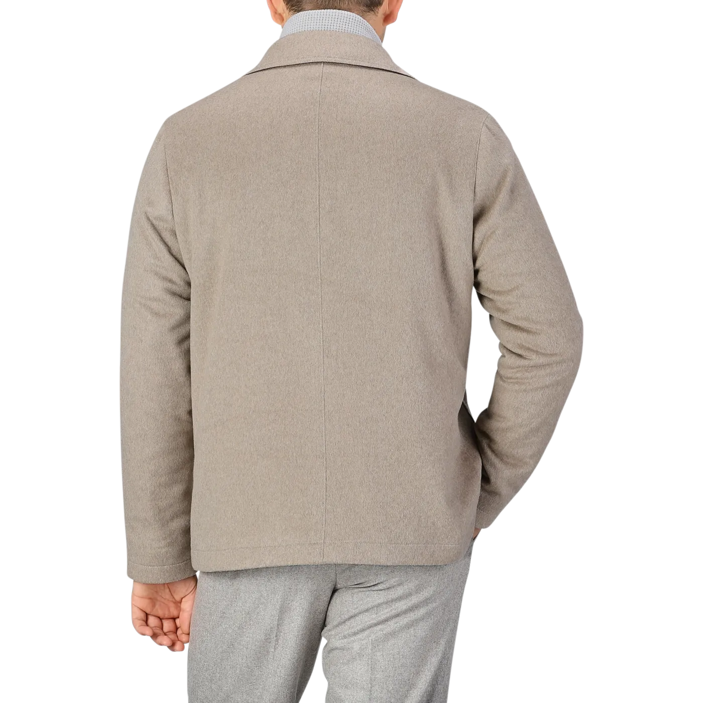 Beige Cashmere Half Padded Chore Coat