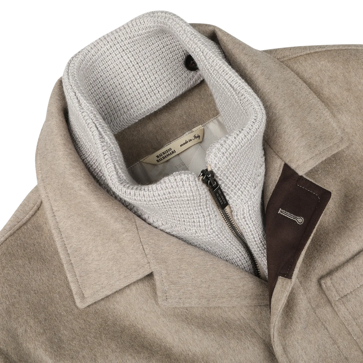 Beige Cashmere Half Padded Chore Coat