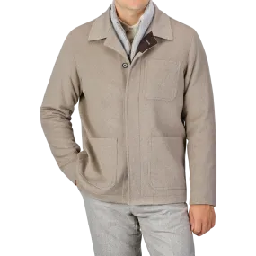 Beige Cashmere Half Padded Chore Coat