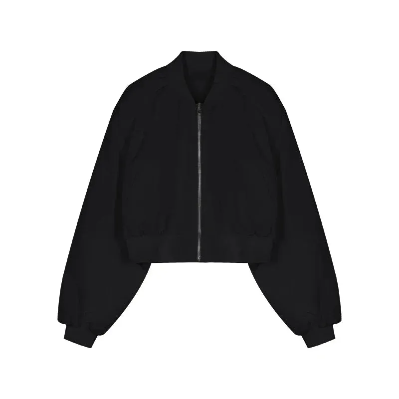 Black Friday Joskaa Casual Bomber Jacket Women Oversized Streetwear Zip Up Cropped Coat Korean Style Autumn Fashion Long Sleeve Clothes Chic