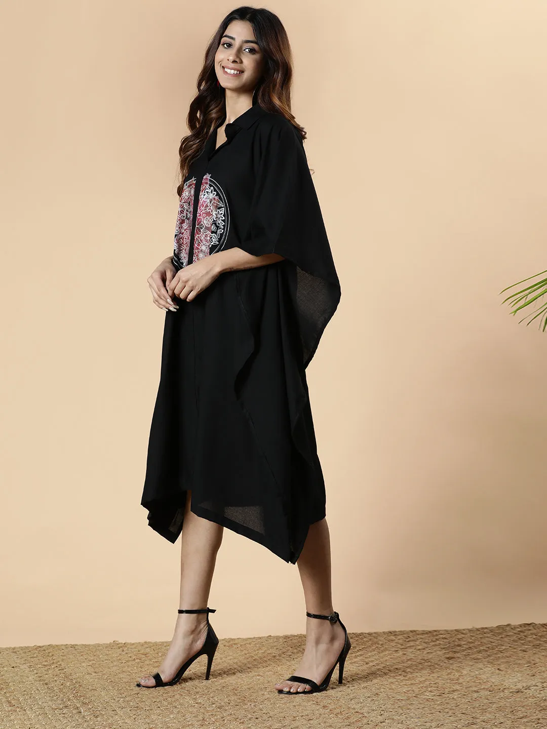 Black Rayon Shirt-Kaftan - Alluring