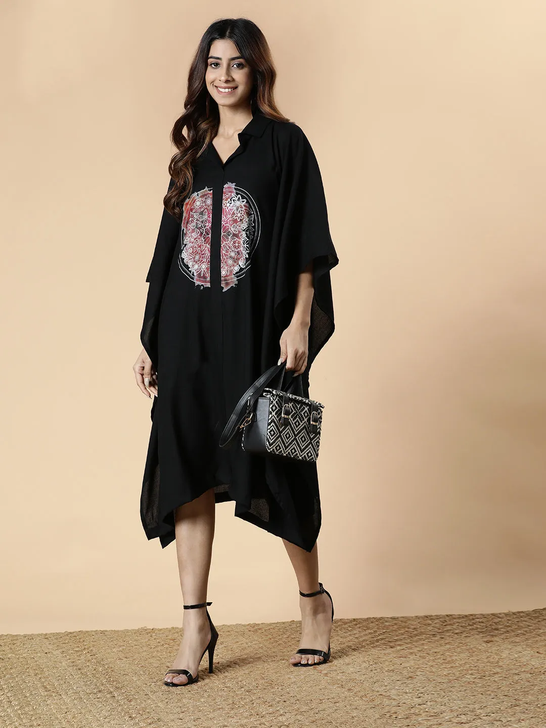 Black Rayon Shirt-Kaftan - Alluring